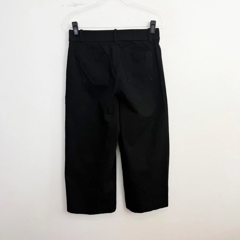 J.Crew Sydney Wide Leg Crop Pants Black Size 8 Cotton Blend